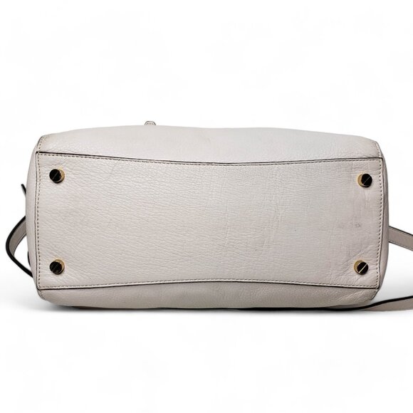 Michael Kors Satchel Bag Women’s Ciara Cream Pebble Leather Gold Trim Slouchy - Picture 5 of 12